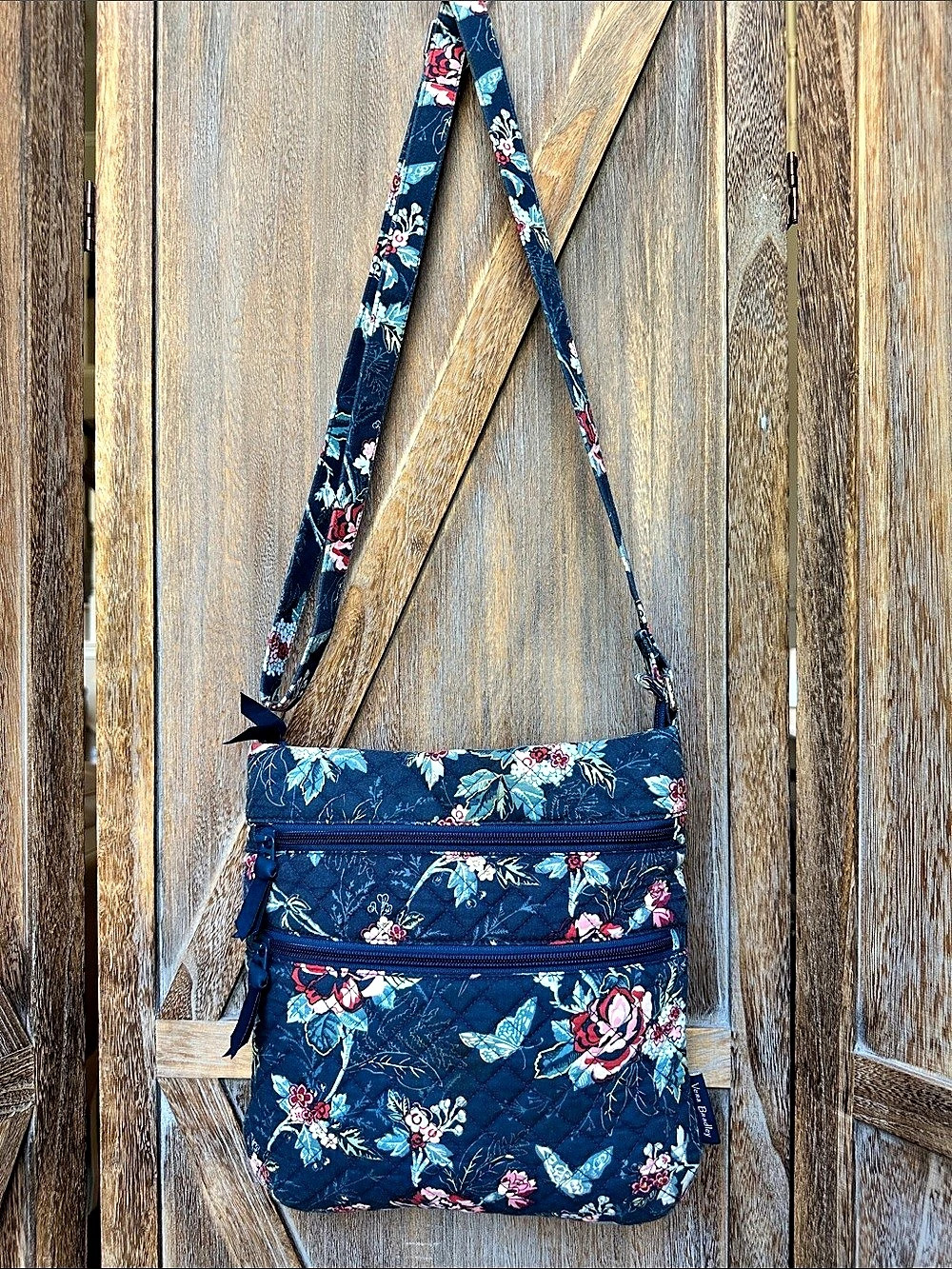 Vera Bradley Rose Toile Triple Zip Hipster Crossbody Pretty with a Purpose